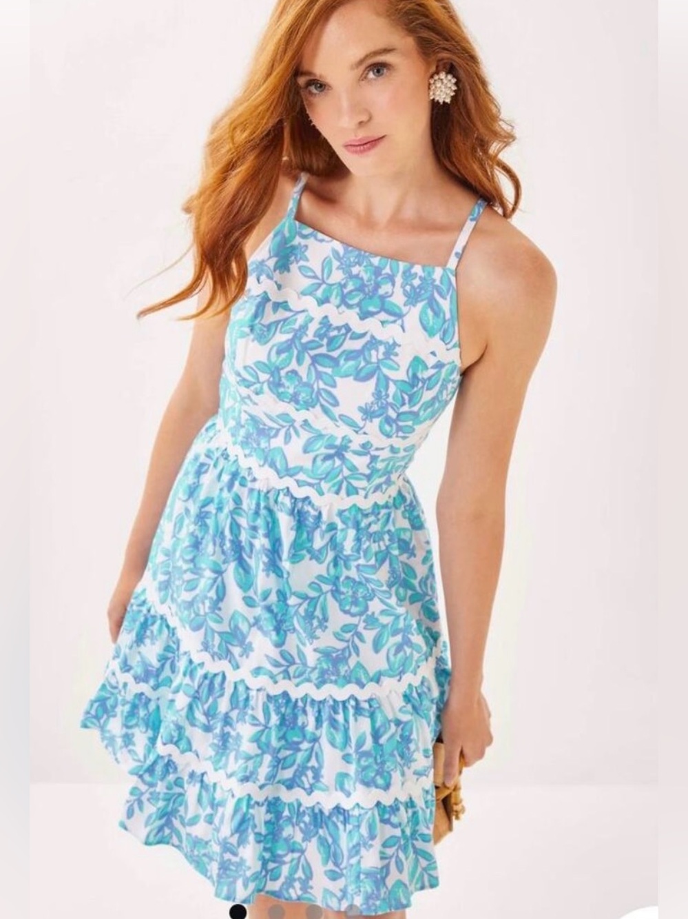 Lilly Pulitzer Angelynn Women’s Blue Floral Tiered Dress - size 10 - like new